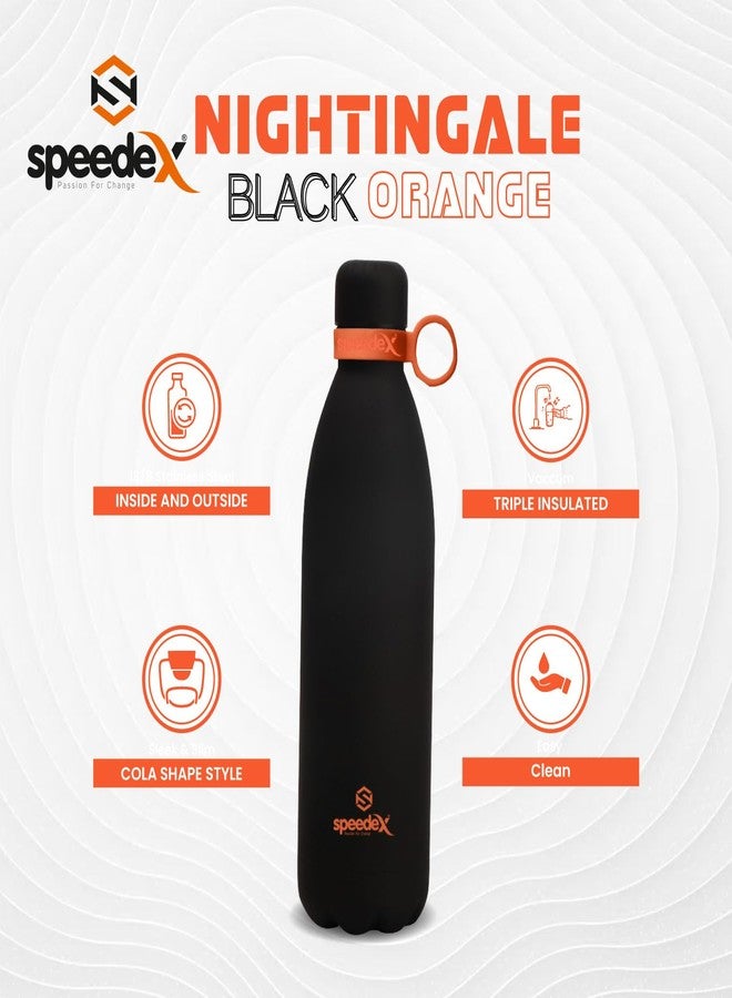 سبيديكس ترمس سبيدكس - 1000 مل، معزول بتفريغ الهواء، مصنوع من الفولاذ المقاوم للصدأ، مناسب للأطفال والرجال والنساء - ترمس مثالي للمدرسة والمكتب والسفر، لحفظ المشروبات الساخنة والباردة - لون أسود - Image 3